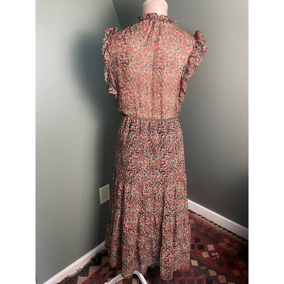 BB Dakota Steve Madden Flutter Sleeve Black Floral Maxi Dress. Size Small. - Picture 7 of 7